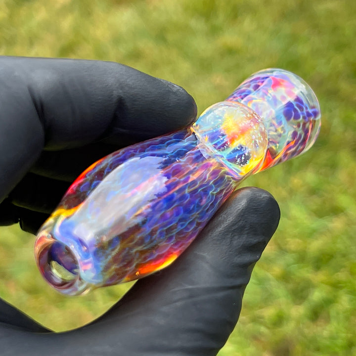 Purple Ghost Crushed Opal Marble Chillum Glass Pipe Tako Glass   