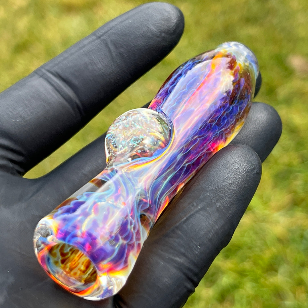 Purple Ghost Crushed Opal Marble Chillum Glass Pipe Tako Glass   