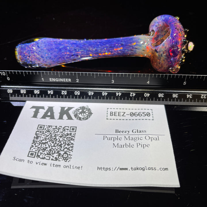 Purple Magic Opal Marble Pipe Glass Pipe Beezy Glass   