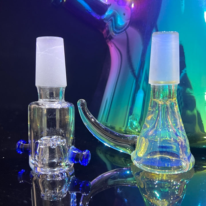 Lustrous Iridescent Bong 13" + Pull Slide Combo Glass Pipe TG   