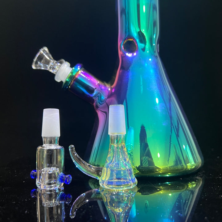 Lustrous Iridescent Bong 13" + Pull Slide Combo Glass Pipe TG   