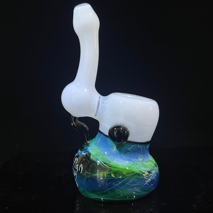 Custom Wedding Exp Green Marble Bubbler Glass Pipe Sable Haze   