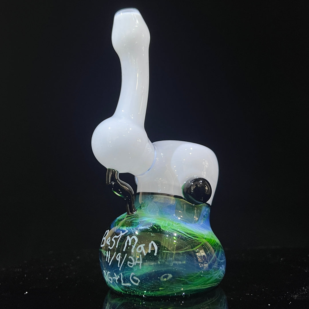 Custom Wedding Exp Green Marble Bubbler Glass Pipe Sable Haze   