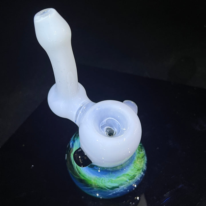 Custom Wedding Exp Green Marble Bubbler Glass Pipe Sable Haze   