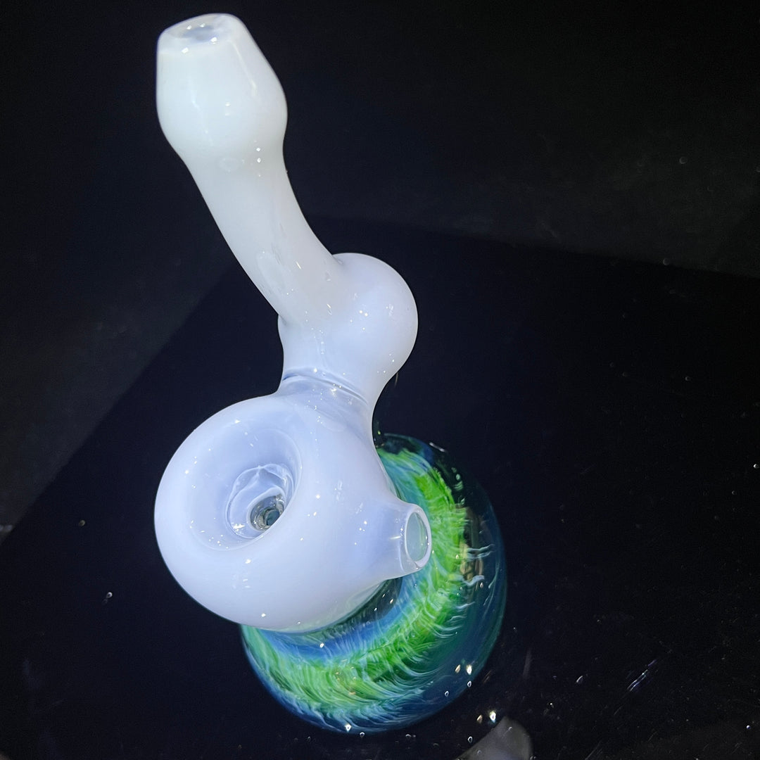 Custom Wedding Exp Green Marble Bubbler Glass Pipe Sable Haze   