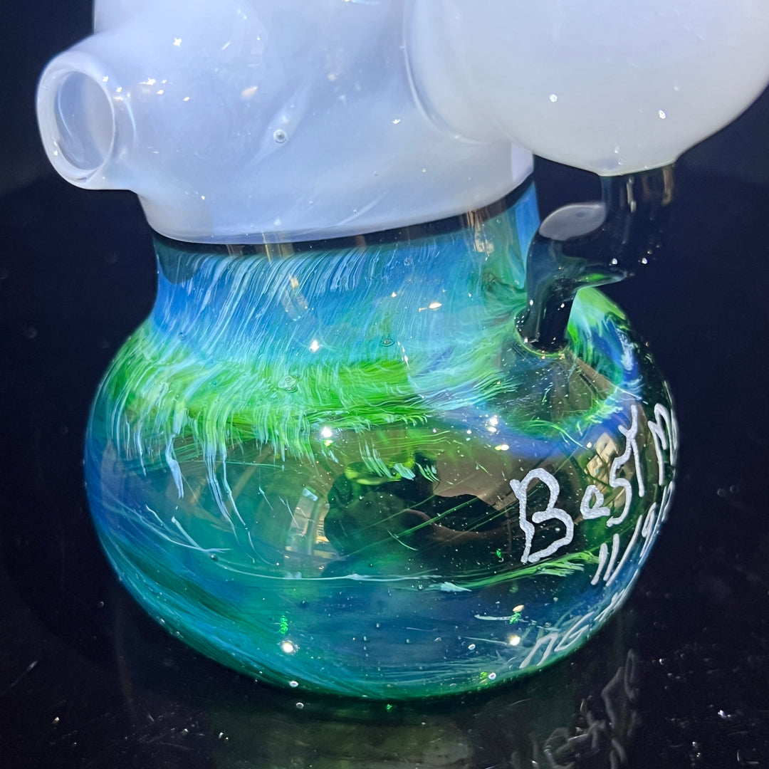 Custom Wedding Exp Green Marble Bubbler Glass Pipe Sable Haze   