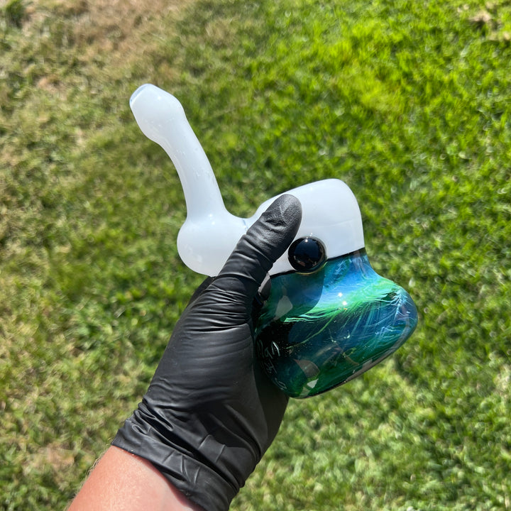 Custom Wedding Exp Green Marble Bubbler Glass Pipe Sable Haze   