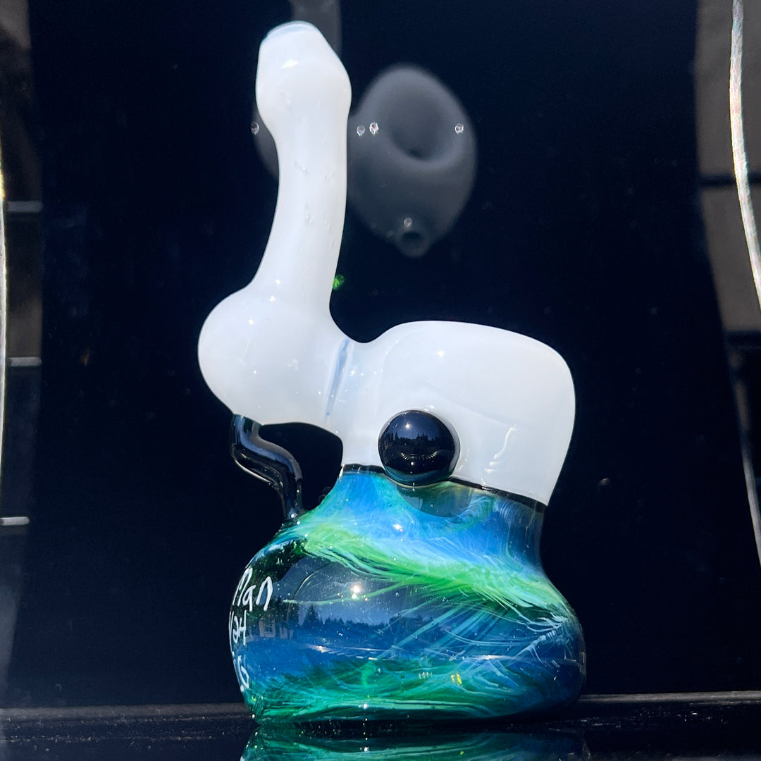 Custom Wedding Exp Green Marble Bubbler Glass Pipe Sable Haze   