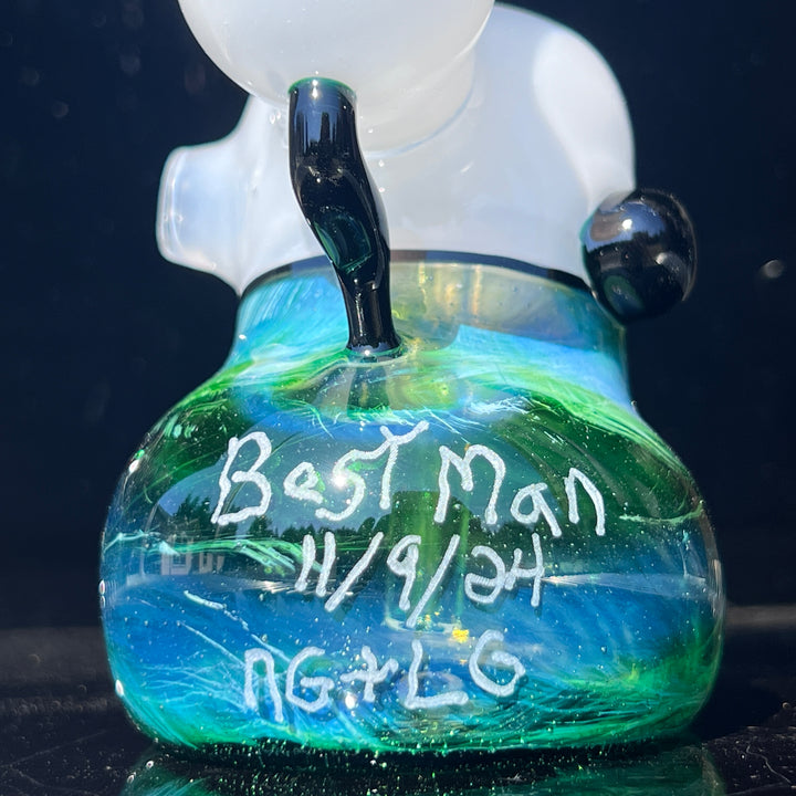 Custom Wedding Exp Green Marble Bubbler Glass Pipe Sable Haze   