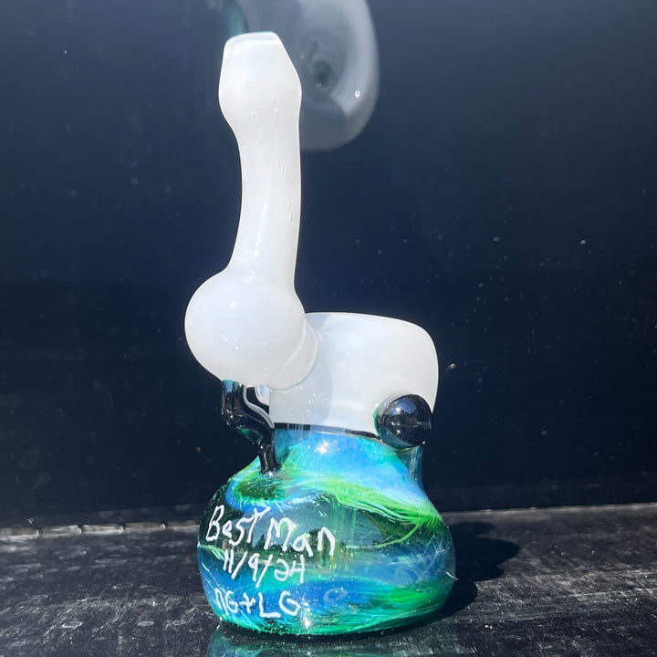 Custom Wedding Exp Green Marble Bubbler Glass Pipe Sable Haze   