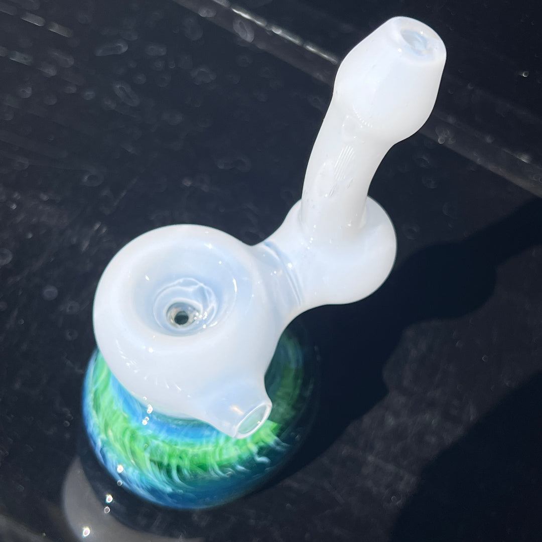 Custom Wedding Exp Green Marble Bubbler Glass Pipe Sable Haze   