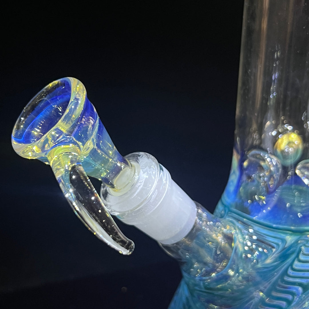 12" Ripple Fume Beaker Bong + Pull Slide Combo Glass Pipe TG   