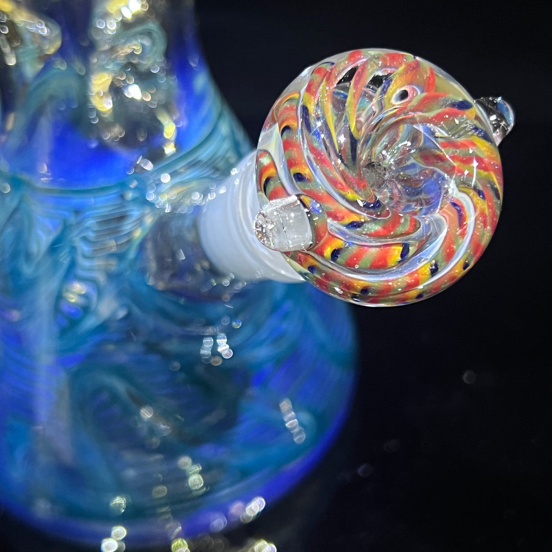 12" Ripple Fume Beaker Bong + Pull Slide Combo Glass Pipe TG   