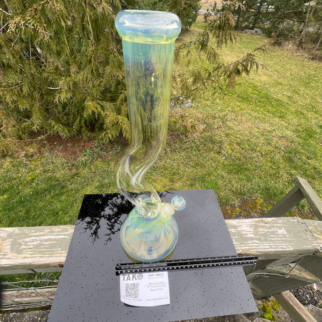 18" Fumed Zig Zag Beaker Bong Glass Pipe Mary Jane's Glass