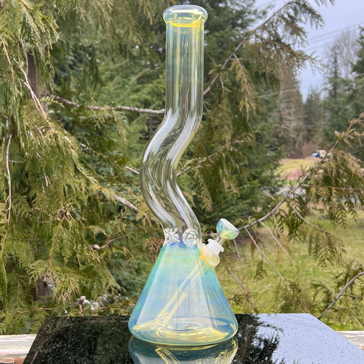 18" Fumed Zig Zag Beaker Bong Glass Pipe Mary Jane's Glass