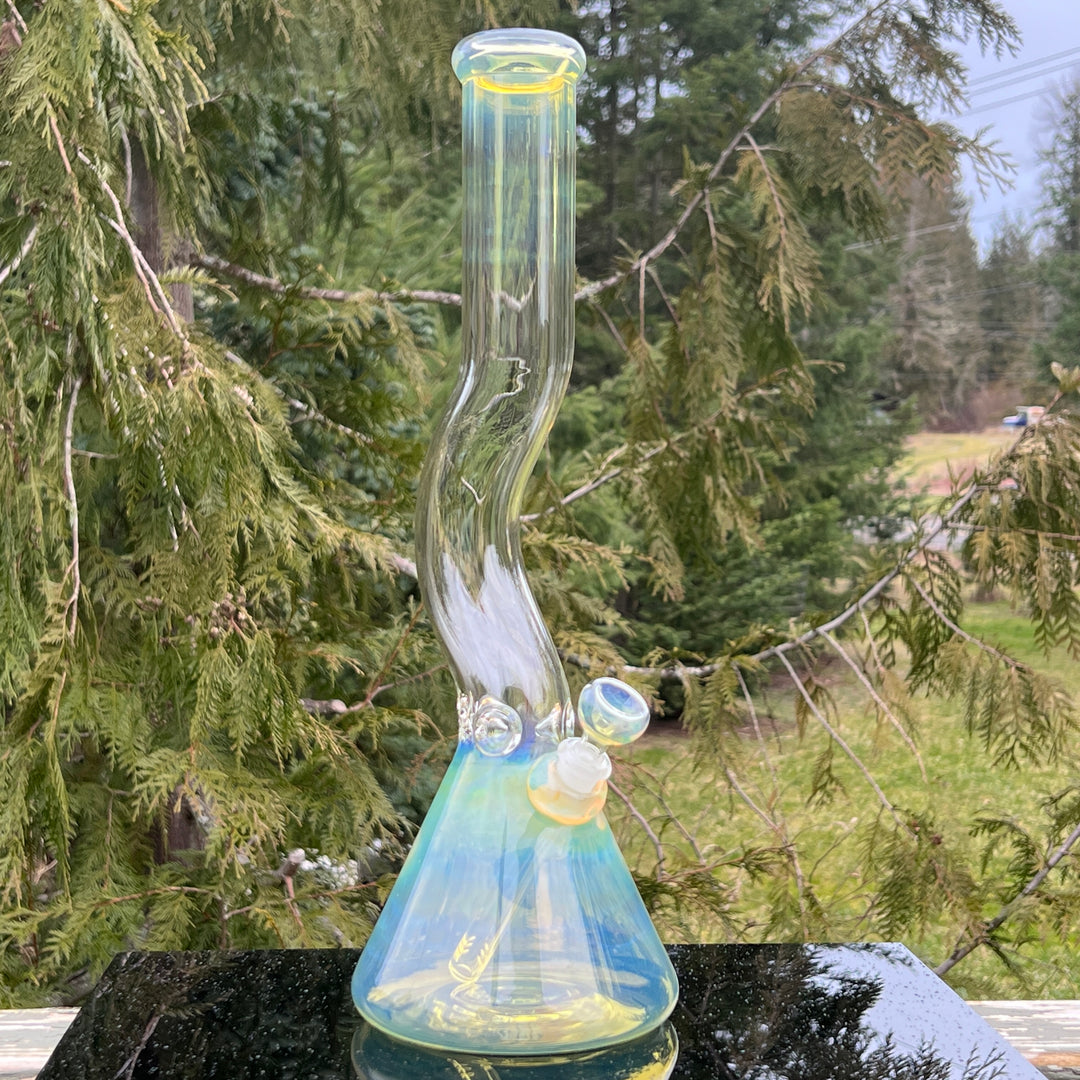 18" Fumed Zig Zag Beaker Bong Glass Pipe Mary Jane's Glass