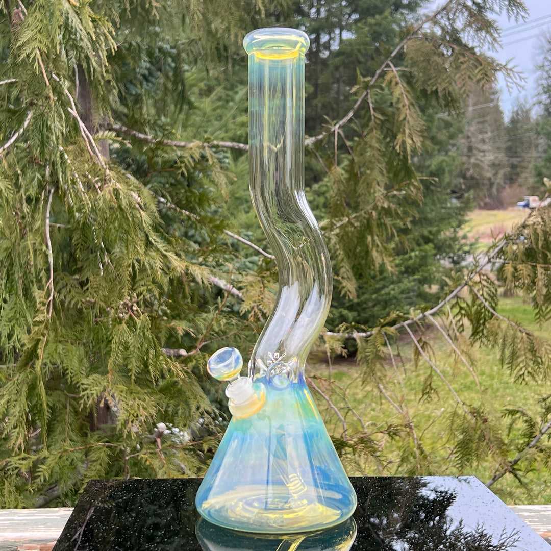 18" Fumed Zig Zag Beaker Bong Glass Pipe Mary Jane's Glass