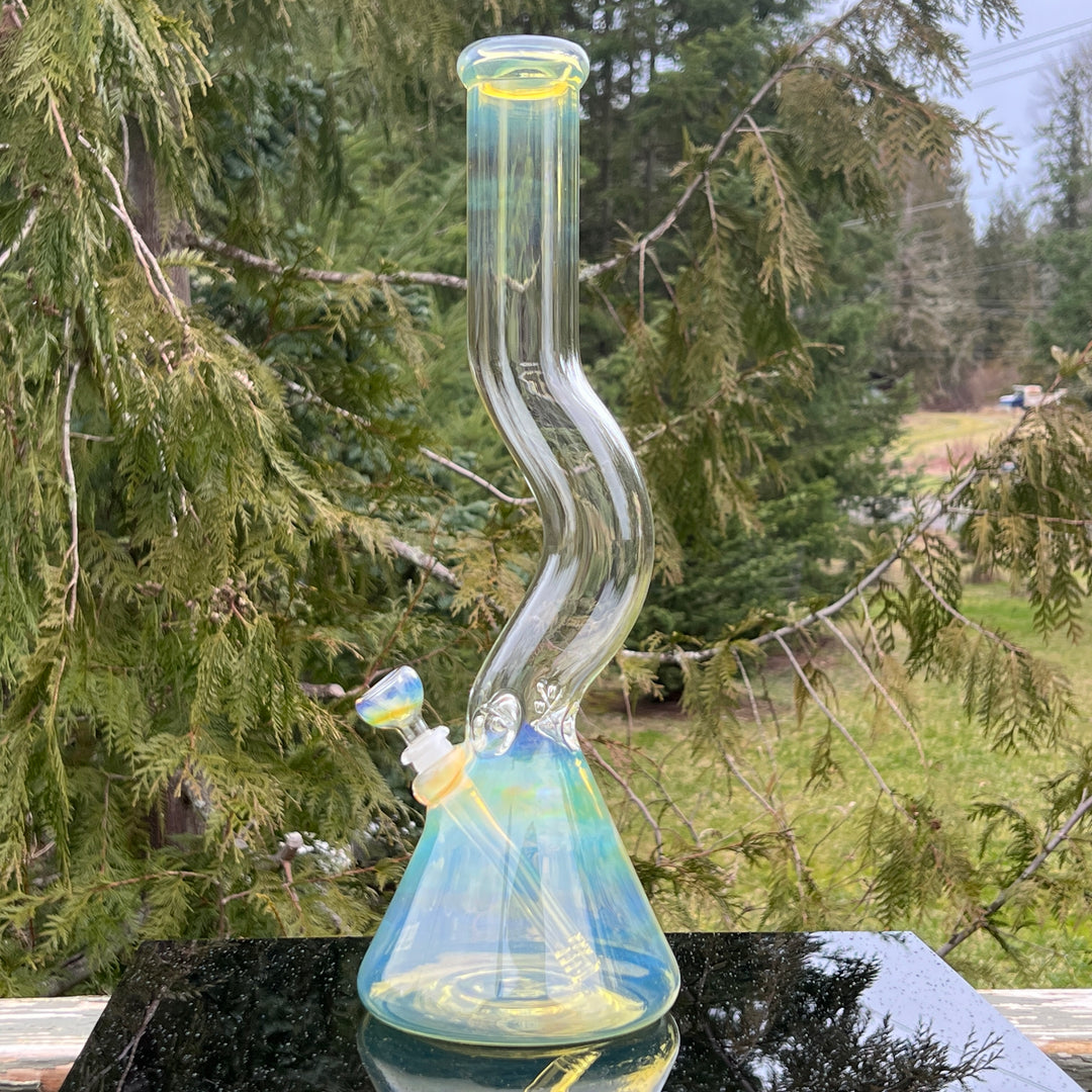 18" Fumed Zig Zag Beaker Bong Glass Pipe Mary Jane's Glass