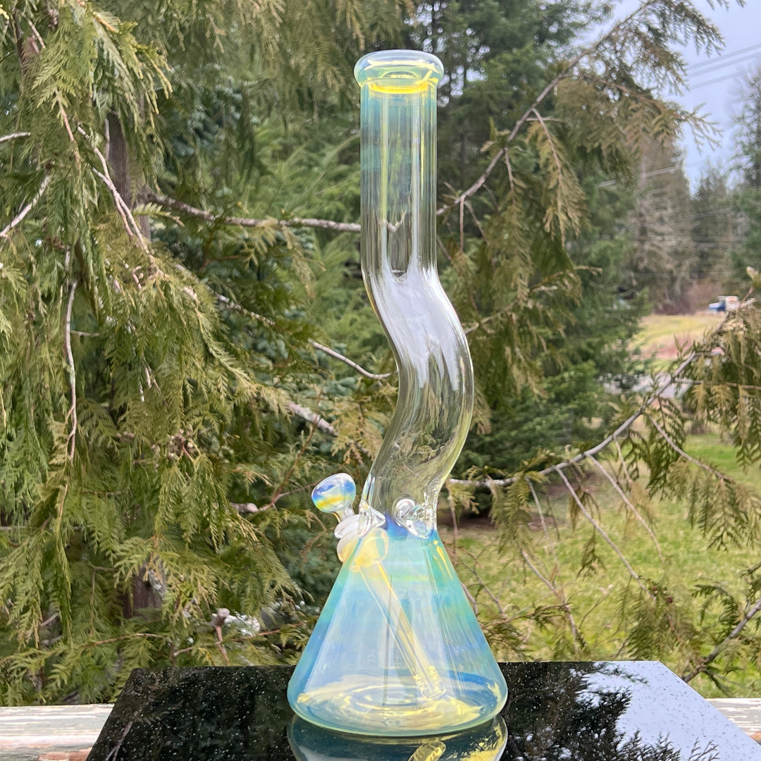 18" Fumed Zig Zag Beaker Bong Glass Pipe Mary Jane's Glass