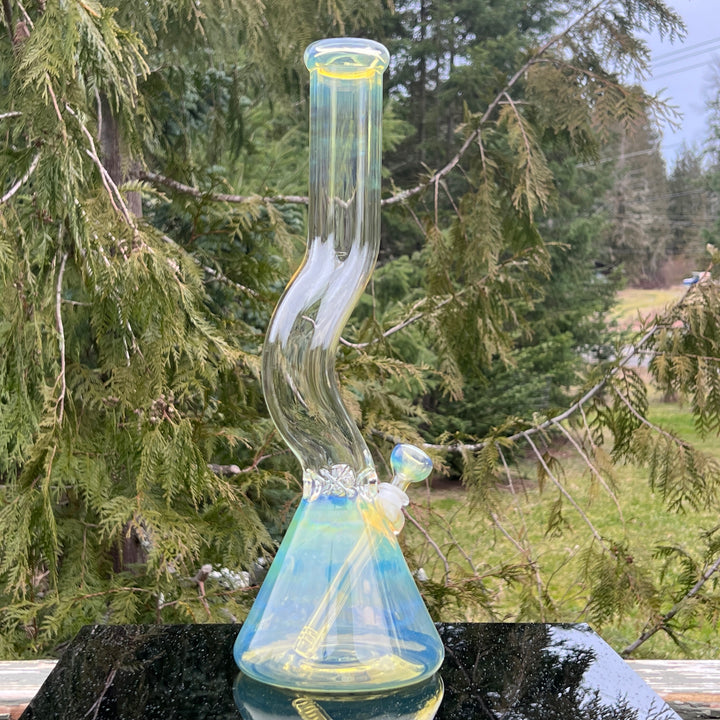 18" Fumed Zig Zag Beaker Bong Glass Pipe Mary Jane's Glass