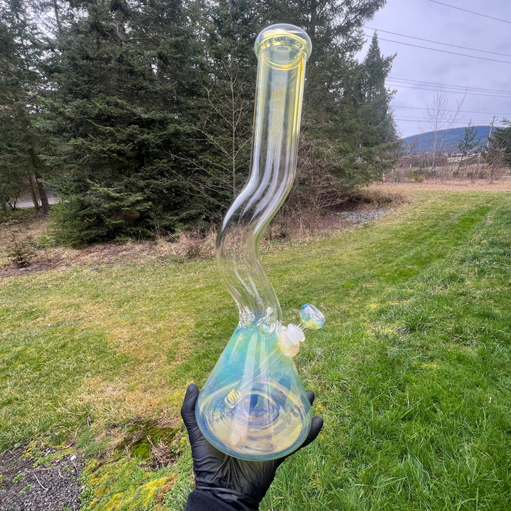 18" Fumed Zig Zag Beaker Bong Glass Pipe Mary Jane's Glass