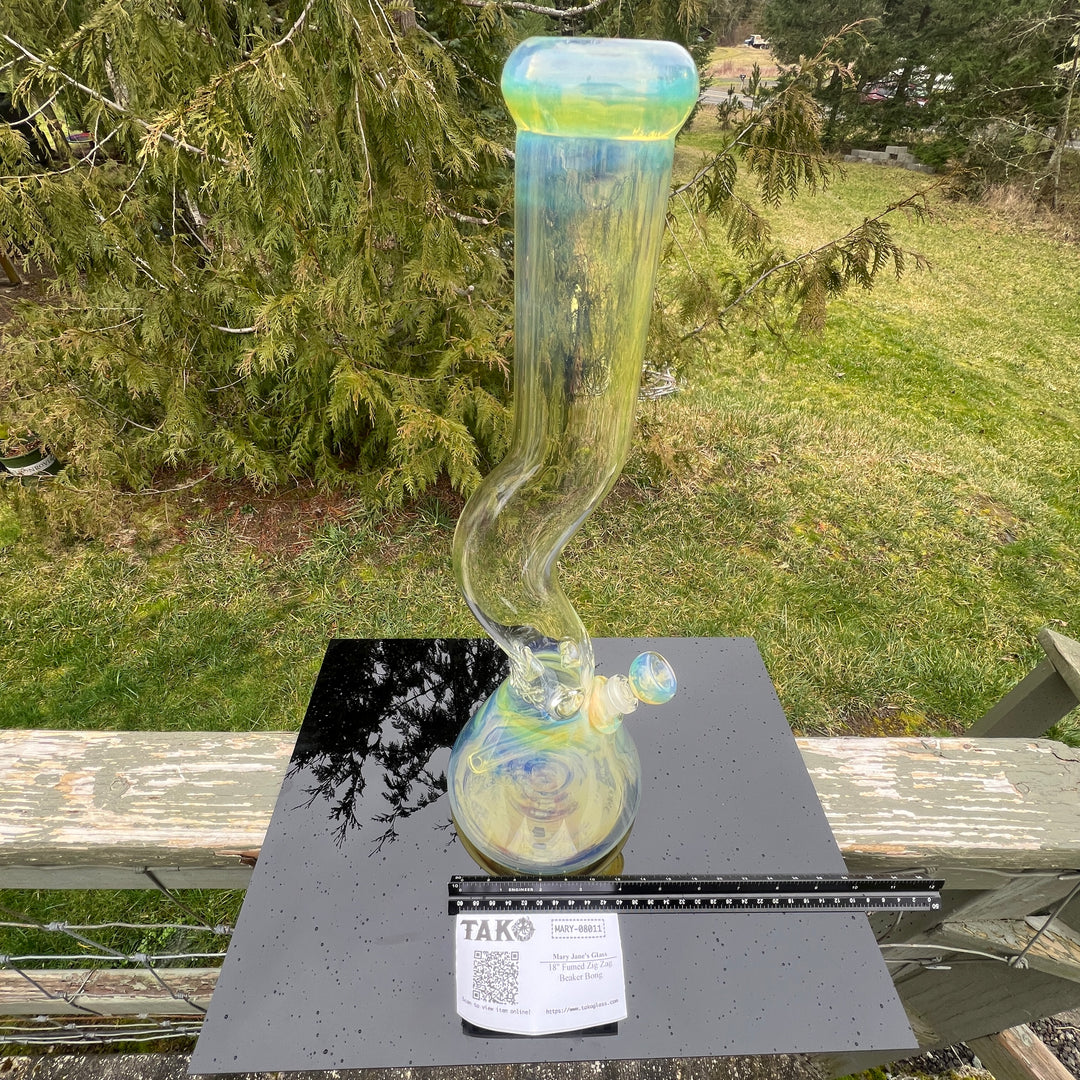 18" Fumed Zig Zag Beaker Bong Glass Pipe Mary Jane's Glass