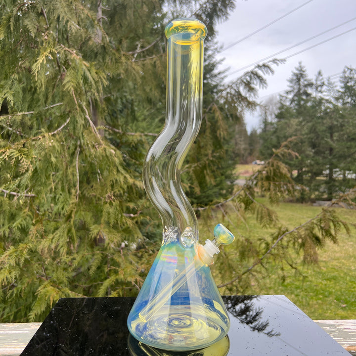 18" Fumed Zig Zag Beaker Bong Glass Pipe Mary Jane's Glass