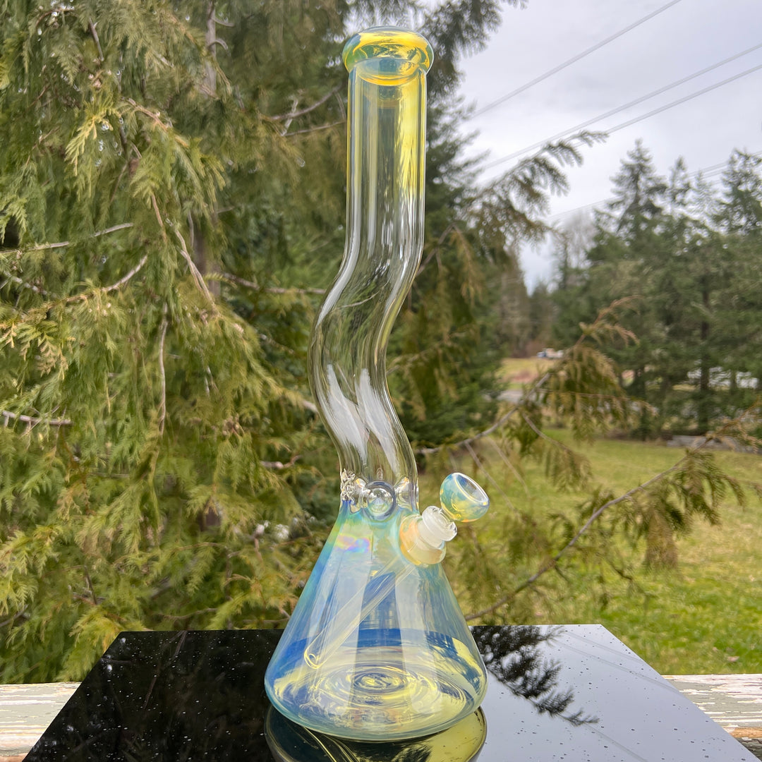 18" Fumed Zig Zag Beaker Bong Glass Pipe Mary Jane's Glass