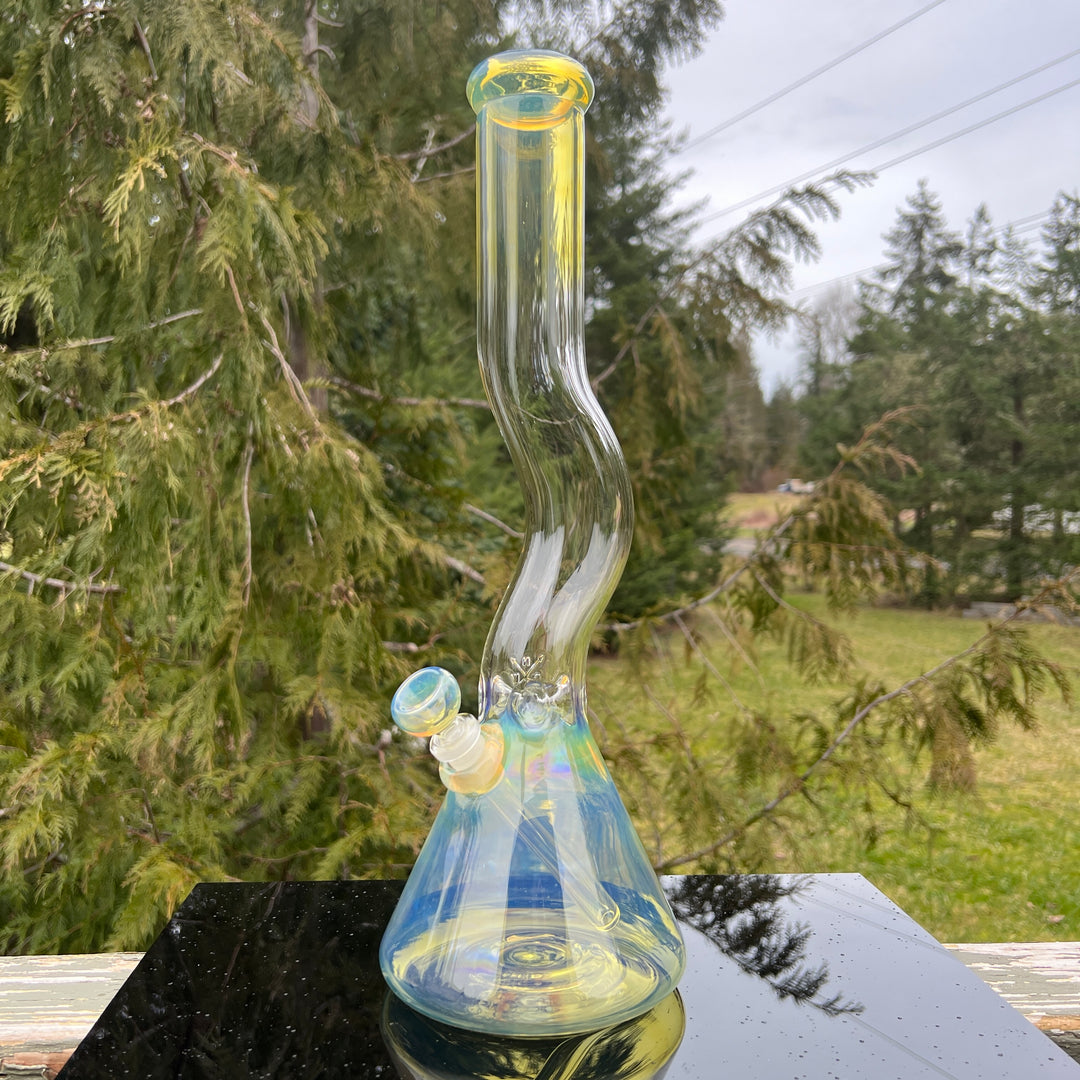 18" Fumed Zig Zag Beaker Bong Glass Pipe Mary Jane's Glass