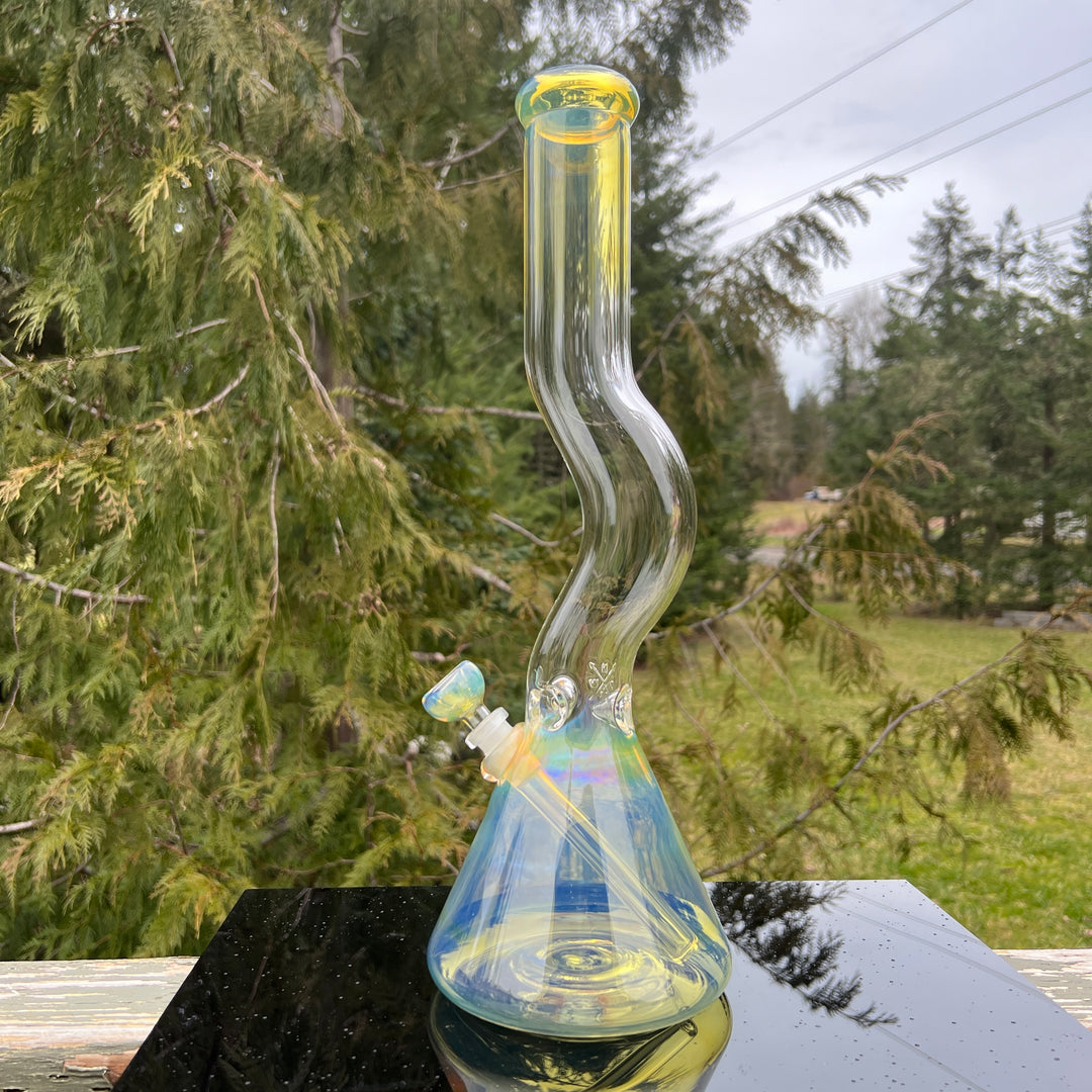 18" Fumed Zig Zag Beaker Bong Glass Pipe Mary Jane's Glass