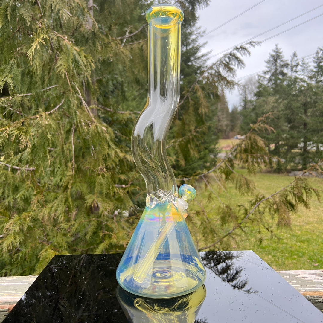 18" Fumed Zig Zag Beaker Bong Glass Pipe Mary Jane's Glass