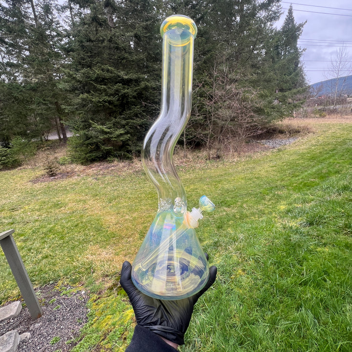 18" Fumed Zig Zag Beaker Bong Glass Pipe Mary Jane's Glass