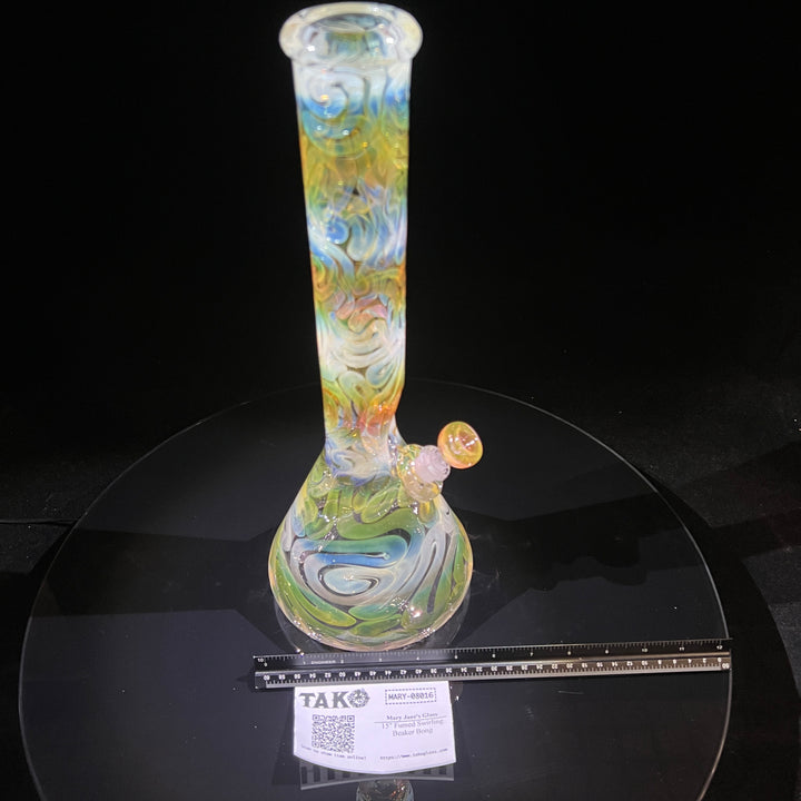 15" Fumed Swirling Beaker Bong Glass Pipe Mary Jane's Glass