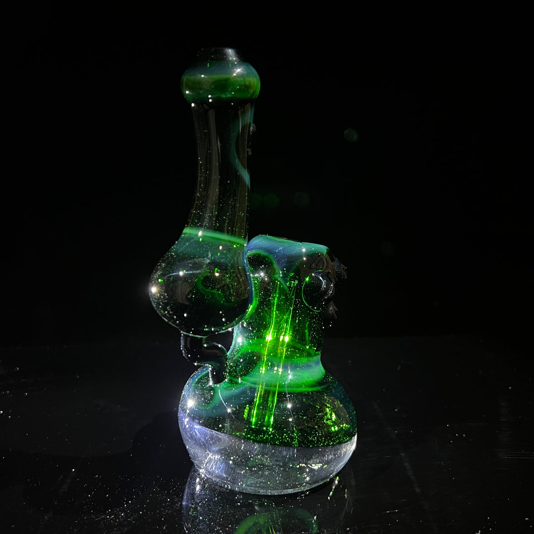 Exp Green Marble Bubbler Glass Pipe Sable Haze   