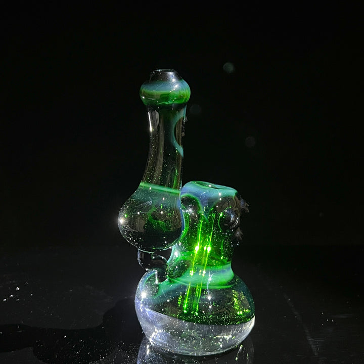 Exp Green Marble Bubbler Glass Pipe Sable Haze   