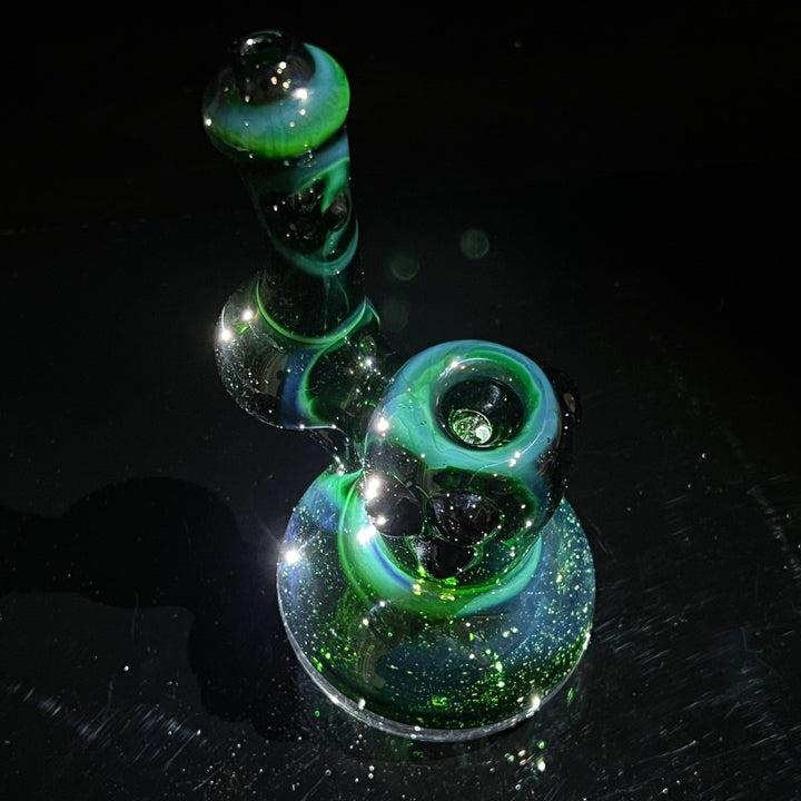 Exp Green Marble Bubbler Glass Pipe Sable Haze   