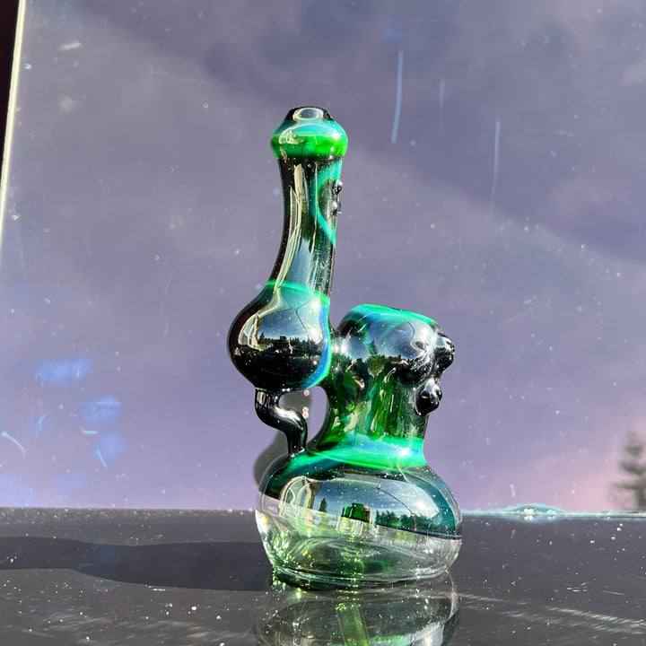 Exp Green Marble Bubbler Glass Pipe Sable Haze   