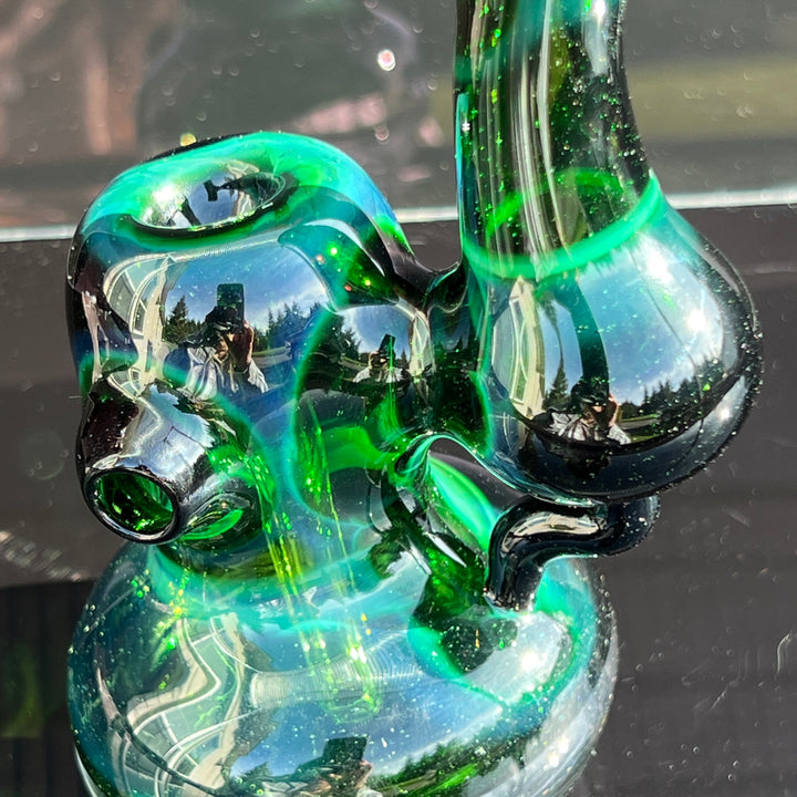 Exp Green Marble Bubbler Glass Pipe Sable Haze   