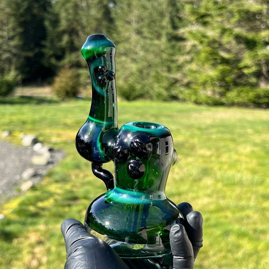 Exp Green Marble Bubbler Glass Pipe Sable Haze   