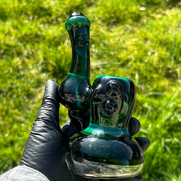 Exp Green Marble Bubbler Glass Pipe Sable Haze   