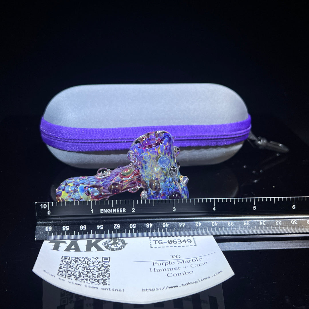 Purple Marble Hammer + Case Combo Glass Pipe TG   