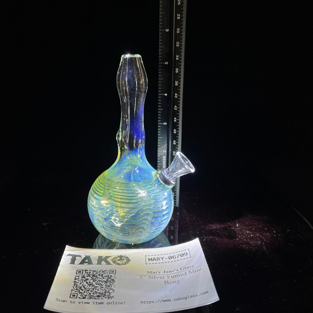 5" Silver Fumed Mini Bong Glass Pipe Mary Jane's Glass   