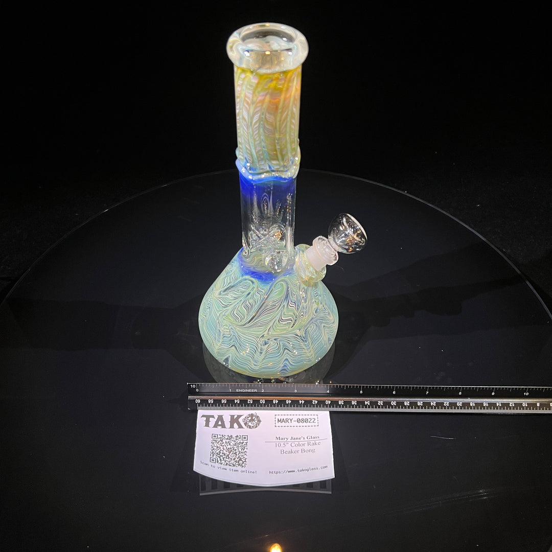 10.5" Color Rake Beaker Bong Glass Pipe Mary Jane's Glass