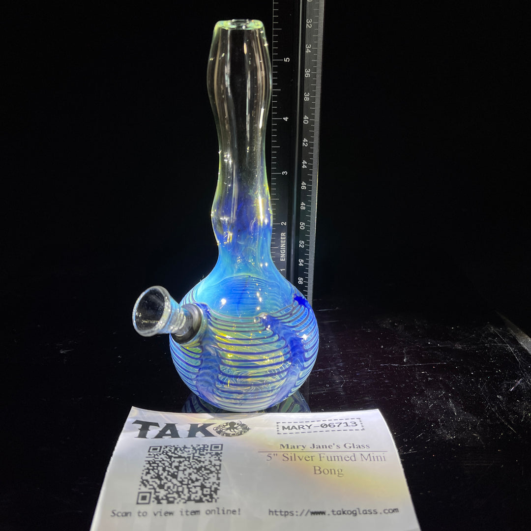 5" Silver Fumed Mini Bong Glass Pipe Mary Jane's Glass   