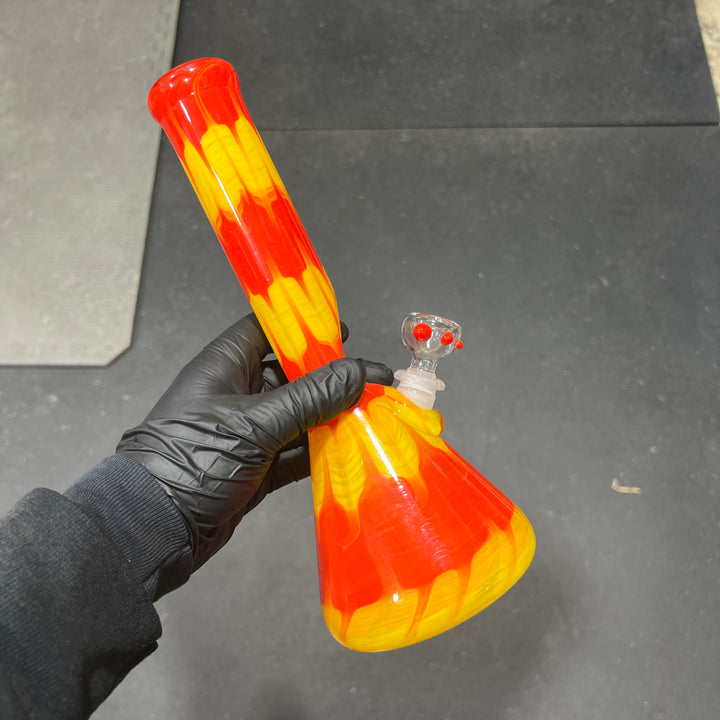 11" Colombian Red Beaker Bong Glass Pipe Mary Jane's Glass