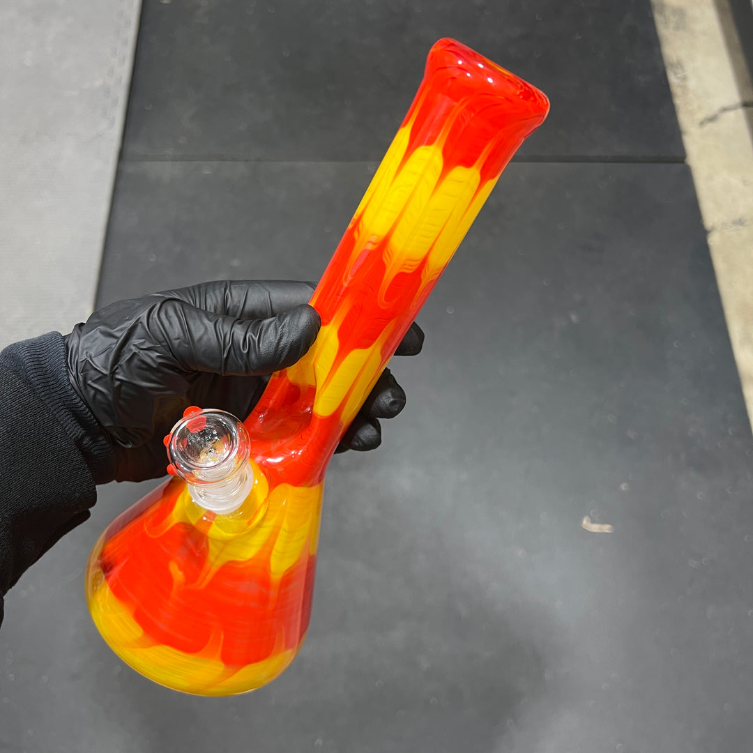 11" Colombian Red Beaker Bong Glass Pipe Mary Jane's Glass