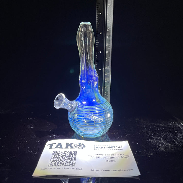 5" Silver Fumed Mini Bong Glass Pipe Mary Jane's Glass   