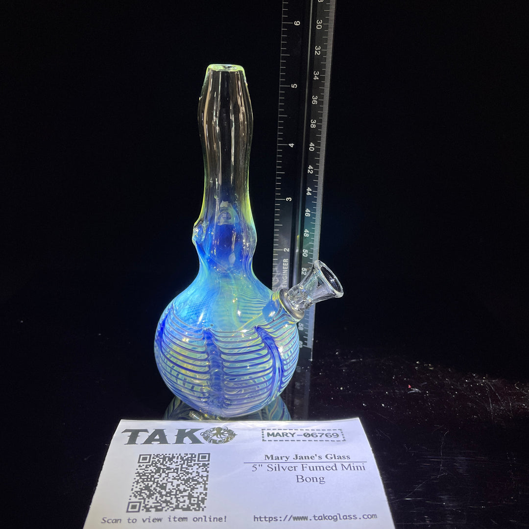 5" Silver Fumed Mini Bong Glass Pipe Mary Jane's Glass   