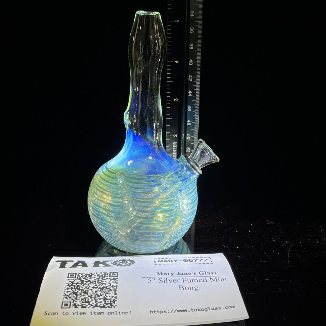 5" Silver Fumed Mini Bong Glass Pipe Mary Jane's Glass   