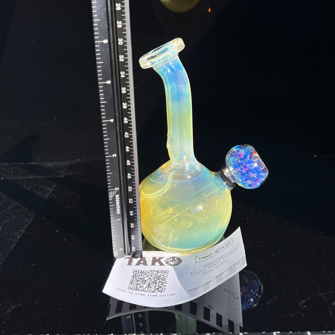 Heavy Silver Fumed Mini Bong Glass Pipe Tako Glass   